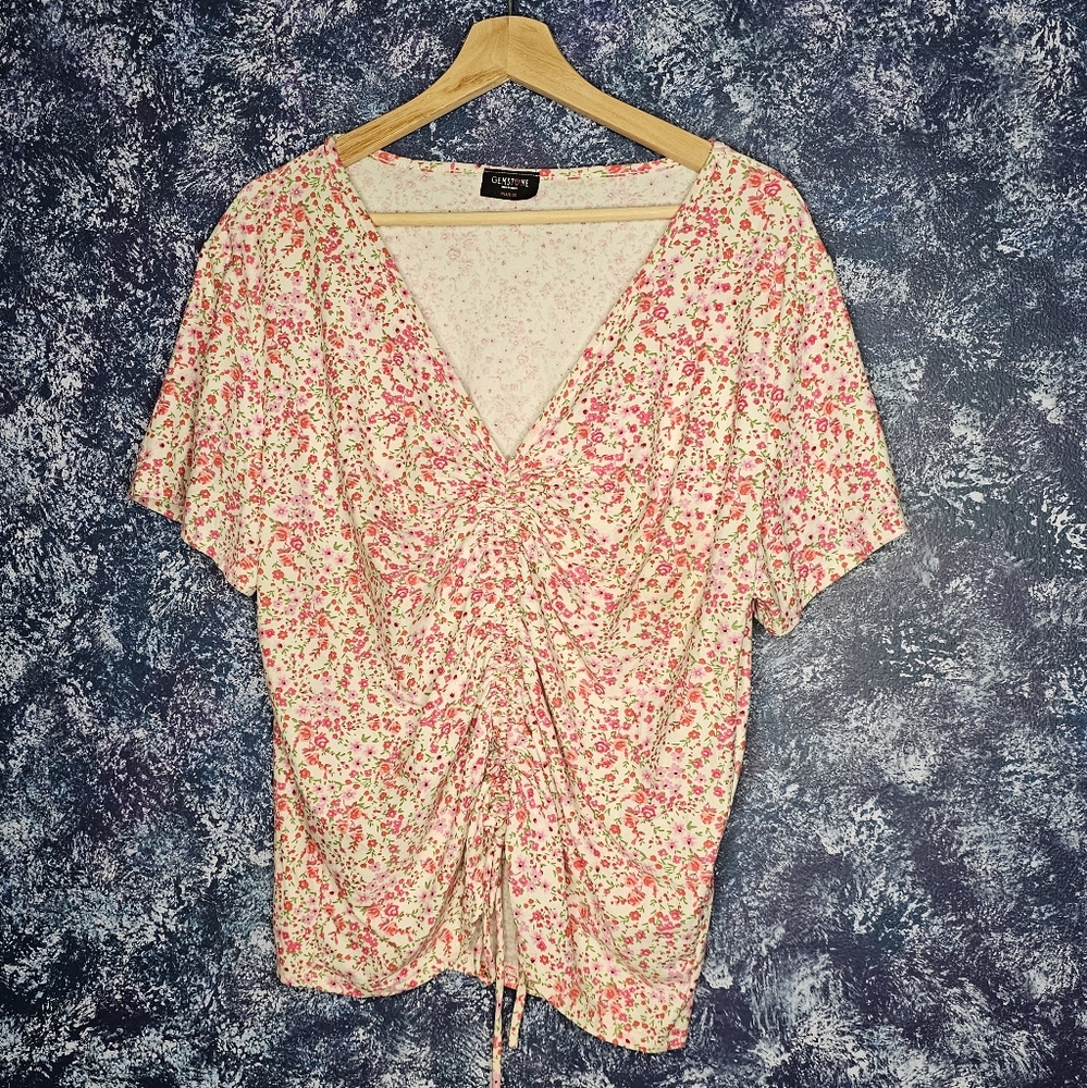 Plus size drawstring adjustable crop top